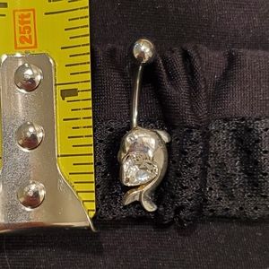 Belly/Naval Ring Dolphin w Clear Heart 14 ga.